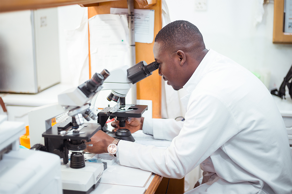 Laboratory technician conducting medical tests and diagnostics